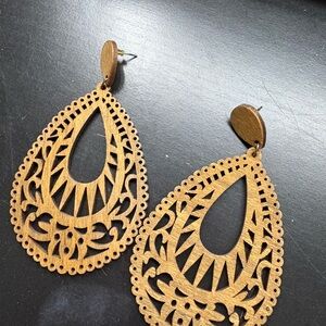 Wooden Teardrop Earrings